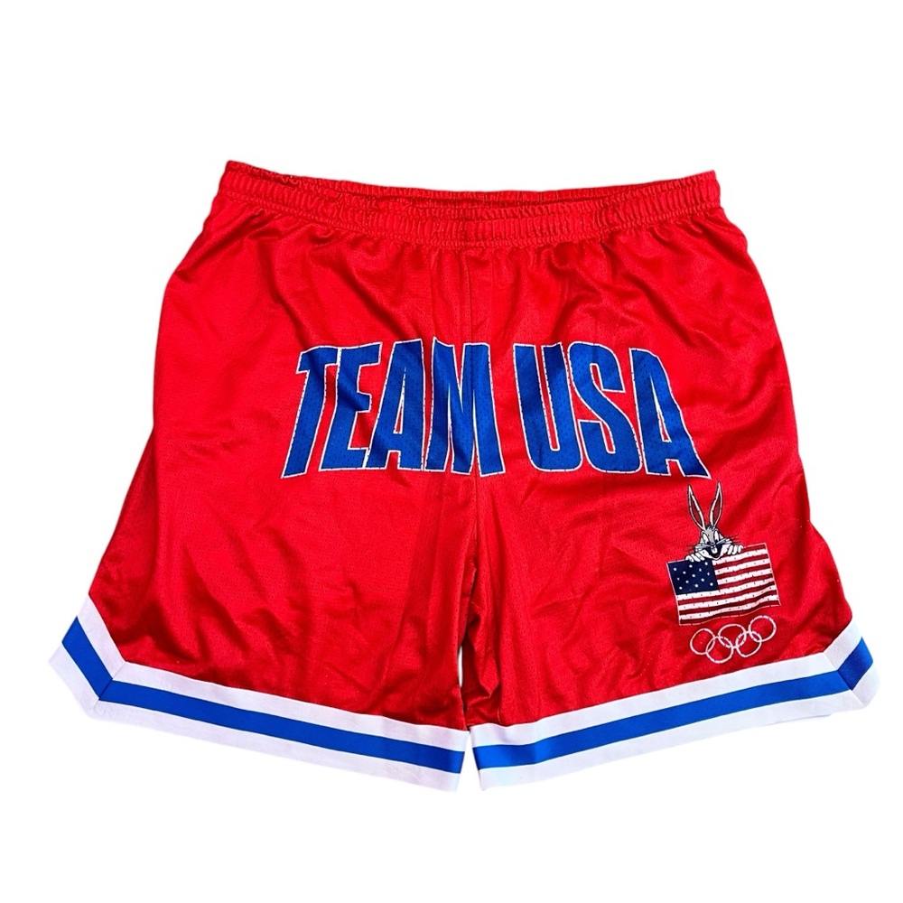 Looney Tunes Olympics Bugs Bunny Team USA Red Basketball‎ Shorts Men’s XXL 2XL